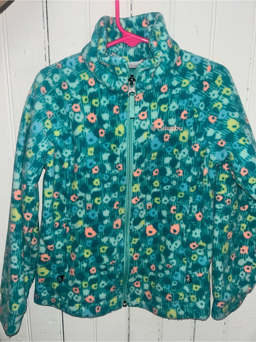 Columbia Teal Floral Print Fleece Jacket